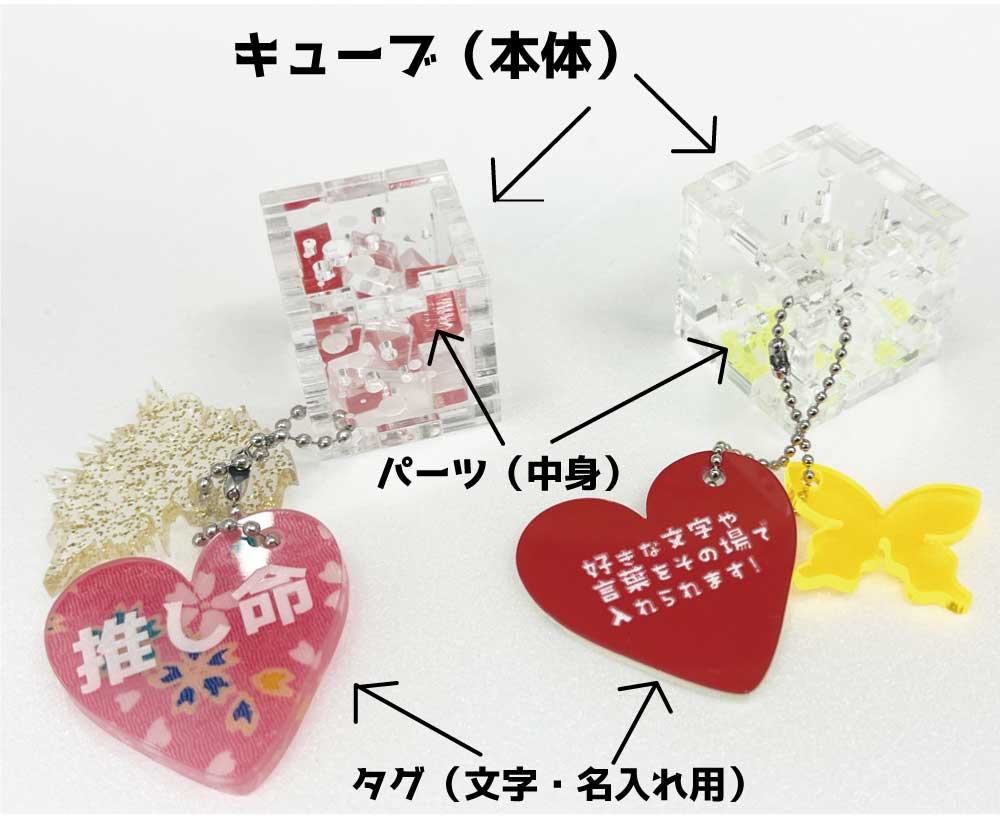 ▲ワークショップはカスタマイズキューブキーホルダーです。その場で好きな文字を刻印しますのでぜひお越しください。